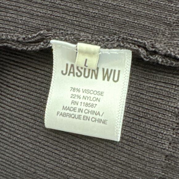 Jason Wu Collection Black Peplum Cardigan Sweater Laser cut Design Pristine Lg - Picture 3 of 7